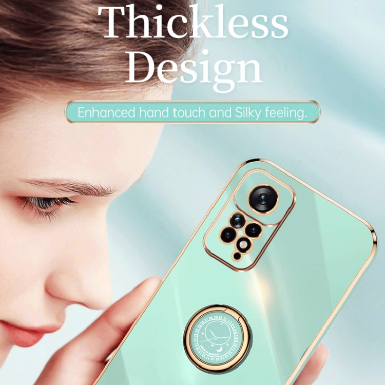 For Xiaomi Redmi Note 11 Pro 4G/5G Foreign XINLI Straight Edge 6D Electroplate TPU Phone Case with Ring Holder(Celestial Blue) by buy2fix