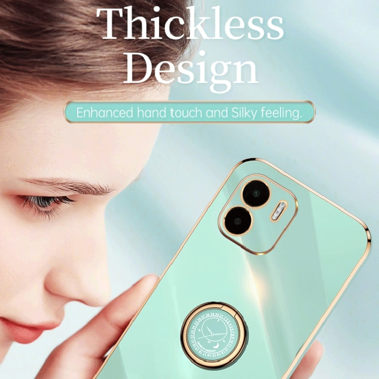 For Xiaomi Redmi A1 4G XINLI Straight Edge 6D Electroplate TPU Phone Case with Ring Holder(Cherry Purple) by buy2fix