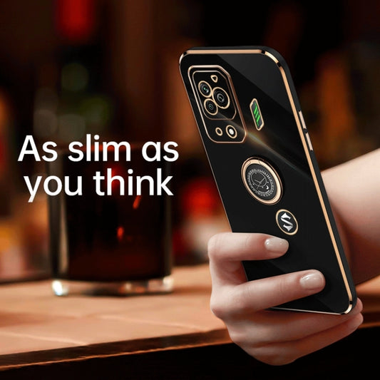 For Xiaomi Black Shark 5 Pro XINLI Straight Edge 6D Electroplate TPU Phone Case with Ring Holder(Black) by XINLI