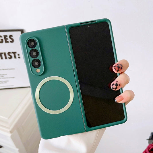 For Samsung Galaxy Z Fold4 Skin Feel MagSafe Magnetic Phone Case(Dark Green) by buy2fix