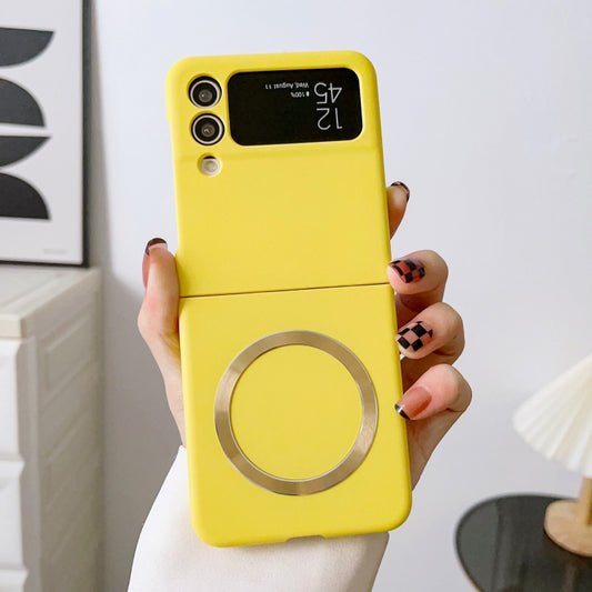 For Samsung Galaxy Z Flip4 Skin Feel MagSafe Magnetic Phone Case(Yellow) by buy2fix