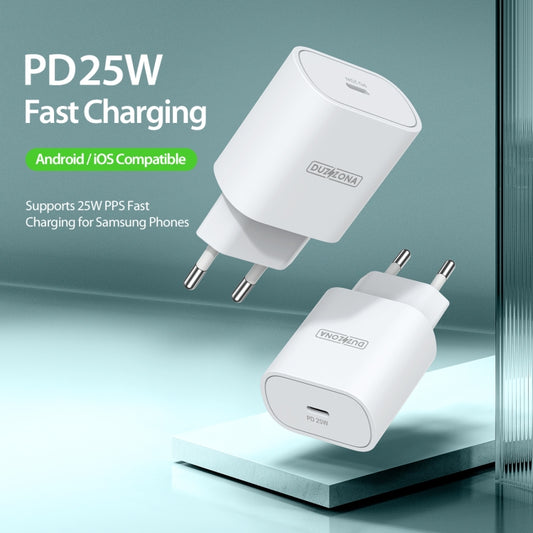 DUZZONA T6 PD 25W USB-C/Type-C Single Port Travel Charger,EU Plug(White) by DUZZONA