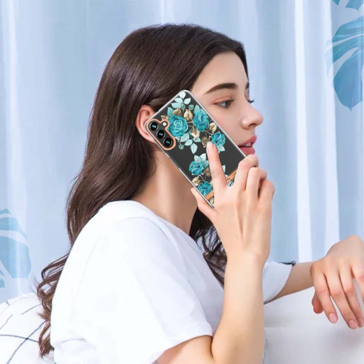 For Samsung Galaxy A14 5G Flowers and Plants Series IMD TPU Phone Case(Purple Peony) by buy2fix