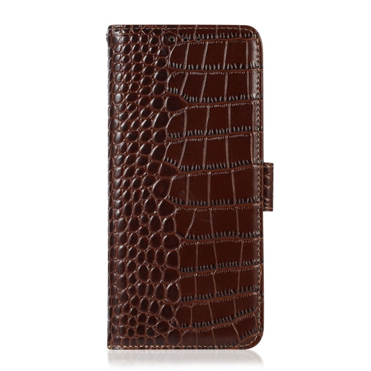For Honor 80 SE Crocodile Top Layer Cowhide Leather Phone Case(Brown) by buy2fix