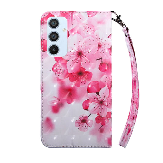 For Samsung Galaxy A54 5G 3D Painted Leather Phone Case(Red Flower) by buy2fix