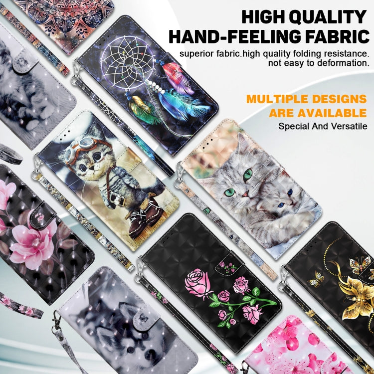 For Samsung Galaxy A54 5G 3D Painted Leather Phone Case(Red Flower) by buy2fix