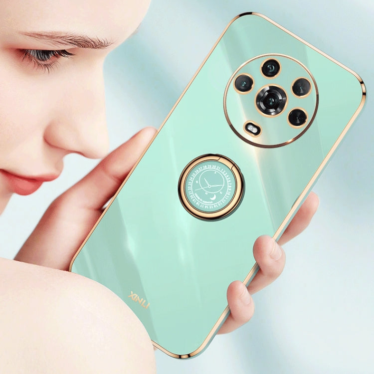 For Honor 70 Pro XINLI Straight Edge 6D Electroplate TPU Phone Case with Ring Holder(White) by buy2fix