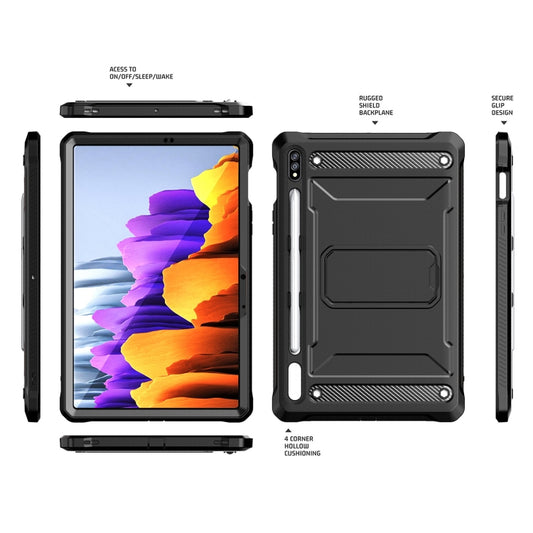 For Samsung Galaxy Tab S7/S8 Explorer PC + TPU Tablet Protective Case with Pen Slot(Black) by buy2fix