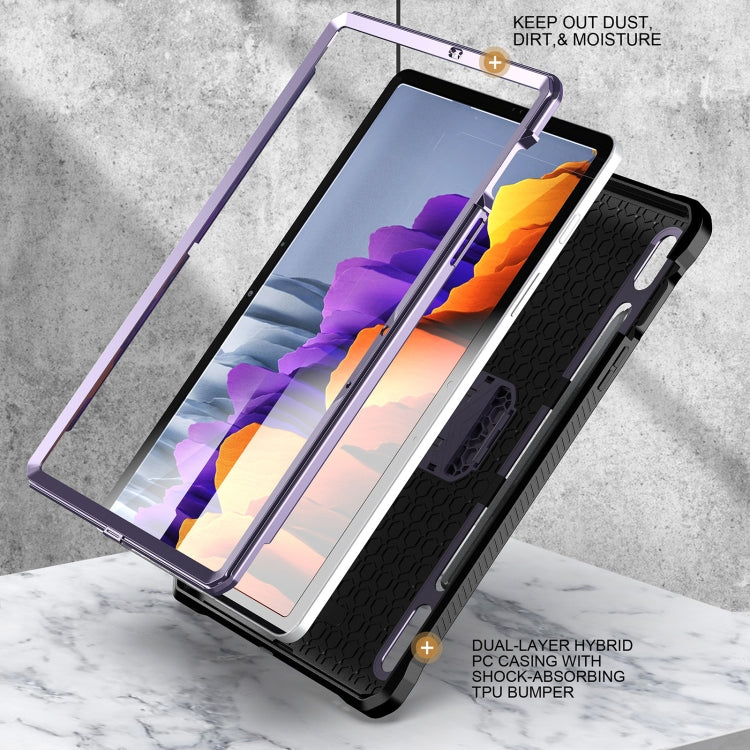 For Samsung Galaxy Tab S7/S8 Explorer PC + TPU Tablet Protective Case with Pen Slot(Purple) by buy2fix