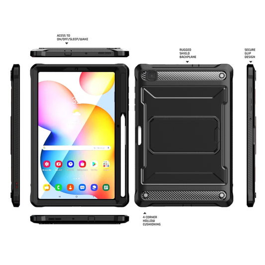 For Samsung Galaxy Tab S6 Lite Explorer PC + TPU Tablet Protective Case with Pen Slot(Black) by buy2fix
