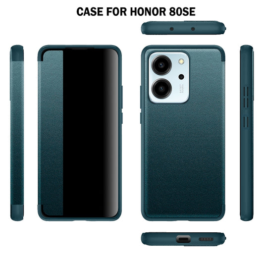 For Honor 80 SE Leather + TPU Frame Shockproof Phone Case(Black) by buy2fix