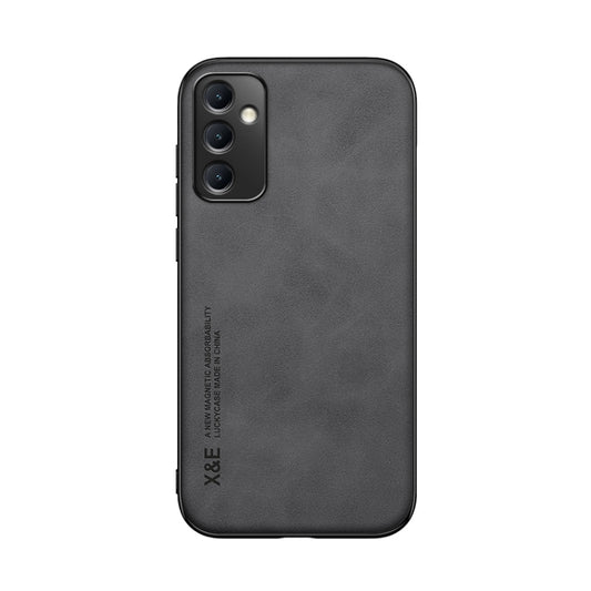 For Samsung Galaxy A14 5G Skin Feel Magnetic Leather Back Phone Case(Dark Grey) by buy2fix