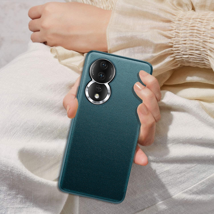 For Honor 80 Leather + TPU Frame Shockproof Phone Case(Orange) by buy2fix