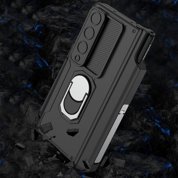 For Samsung Galaxy Z Fold4 GKK Integrated Magnetic Folding Phone Case with Pen Case(Black) by GKK