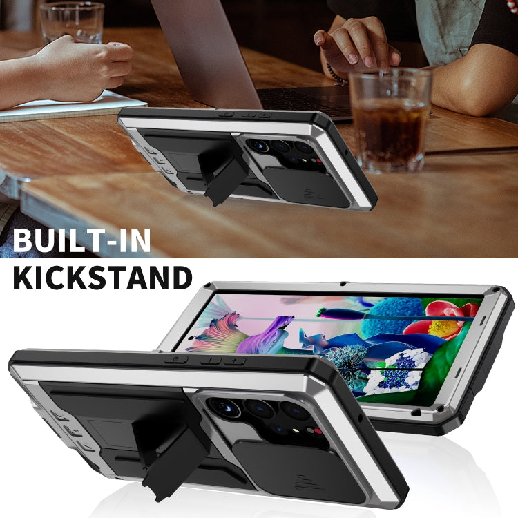 For Samsung Galaxy S23 Ultra 5G R-JUST Sliding Camera Design Life Waterproof Dustproof Shockproof Phone Case(Silver) by R-JUST