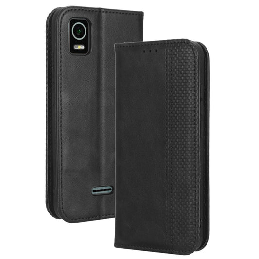 For Cricket Debut Smart Magnetic Buckle Retro Texture Leather Phone Case(Black) by buy2fix