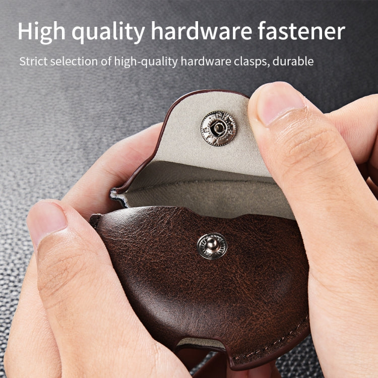 For Huawei FreeBuds 4i / 5i Business Leather Earphone Protective Case with Hook(Light Brown) by buy2fix