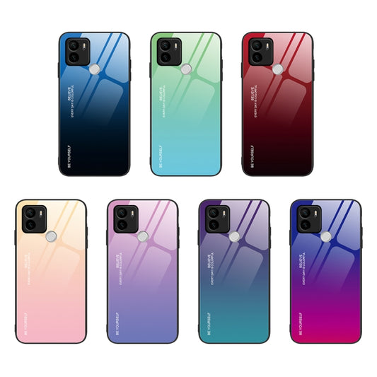 For Xiaomi Redmi A1+ Gradient Color Glass Phone Case(Red Black) by buy2fix