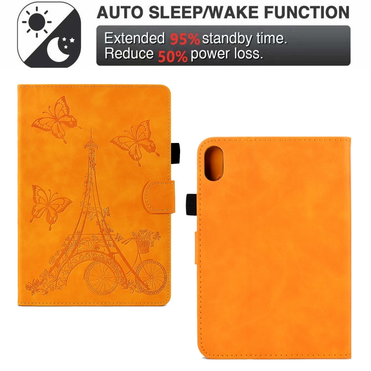 For iPad mini 2024 / mini 6 Tower Embossed Leather Smart Tablet Case(Khaki) by buy2fix