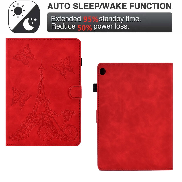 For Lenovo M10 Tower Embossed Leather Smart Tablet Case(Red) by buy2fix