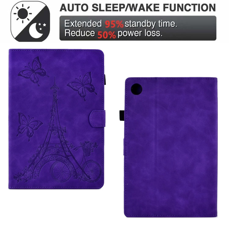 For Lenovo M10 Plus Tower Embossed Leather Smart Tablet Case(Purple) by buy2fix