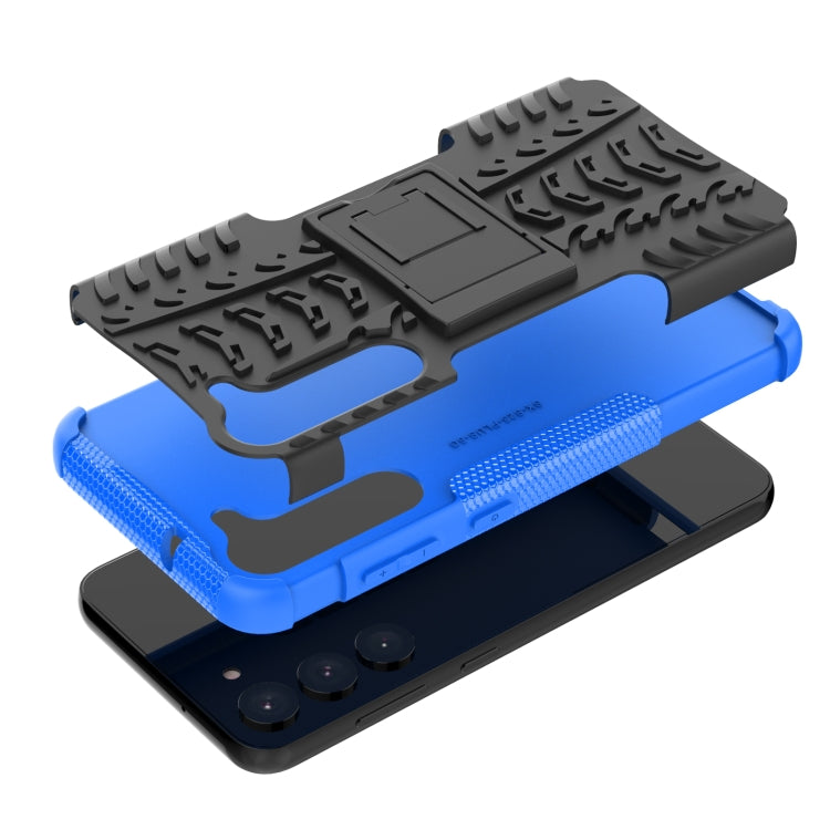 For Samsung Galaxy S23+ 5G Tire Texture TPU + PC Phone Case with Holder(Blue) by buy2fix