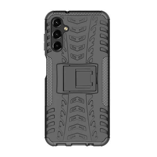 For Samsung Galaxy A14 5G Tire Texture TPU + PC Phone Case with Holder(Black) by buy2fix