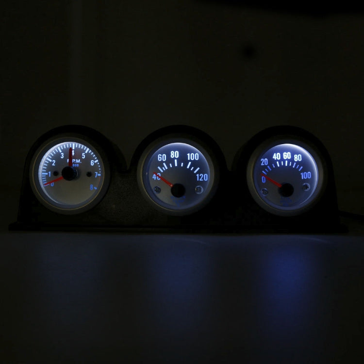 52mm 3 in 1 12V Car Combined Meter Tachometer + Water Temp Gauge + Oil Press Gauge with Bracket by buy2fix