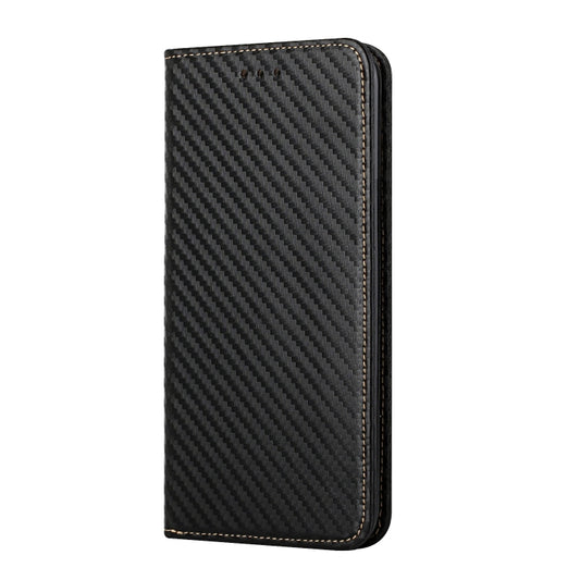 For Samsung Galaxy A34 Carbon Fiber Texture Flip Holder Leather Phone Case(Black) by buy2fix