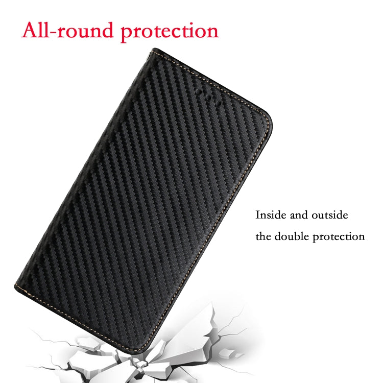 For Samsung Galaxy A34 Carbon Fiber Texture Flip Holder Leather Phone Case(Black) by buy2fix