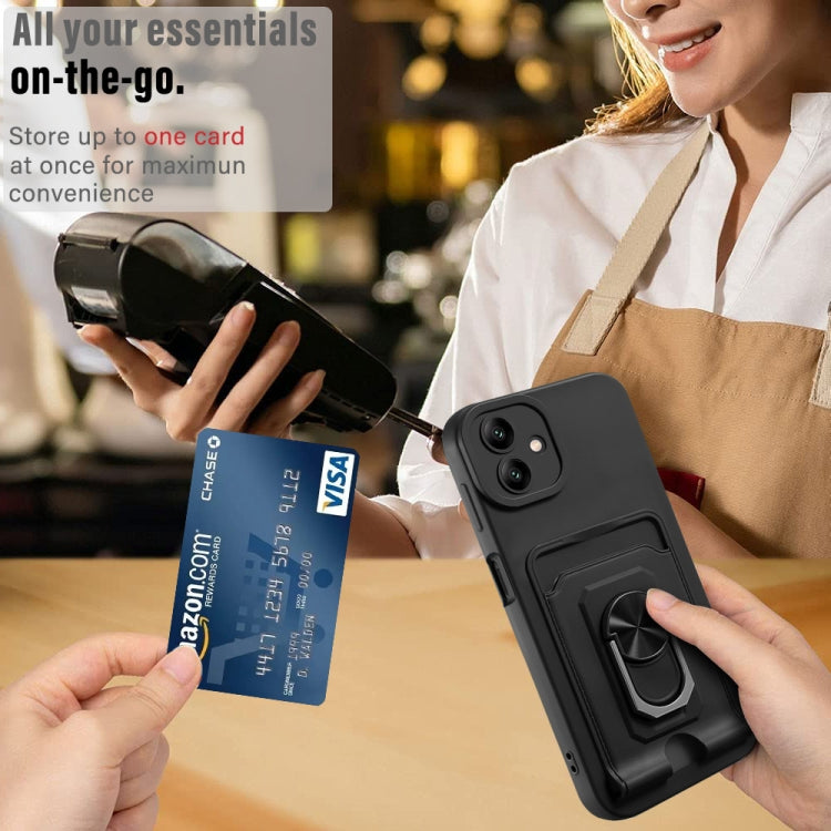 For Samsung Galaxy A04 / M13 5G Ring Kickstand Card Wallet TPU Phone Case with Lanyard(Red) by buy2fix