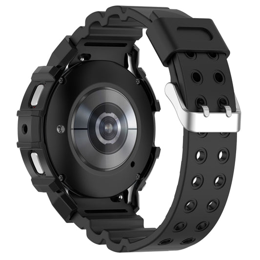 For Samsung Galaxy Watch4 44mm Armor Silicone Watch Band + Protective Case(Black) by buy2fix