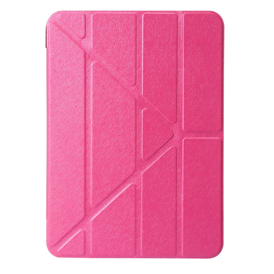 For iPad 2025 / 2022 Silk Texture Horizontal Deformation Flip Tablet Leather Case with Holder(Rose Red) by buy2fix