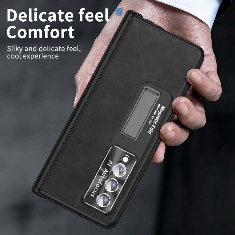 For Samsung Galaxy Z Fold4 Napa Pattern All-inclusive Magnetic Phone Case(Black) by buy2fix