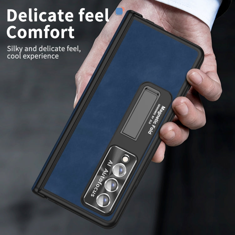 For Samsung Galaxy Z Fold4 Napa Pattern All-inclusive Magnetic Phone Case(Royal Blue) by buy2fix