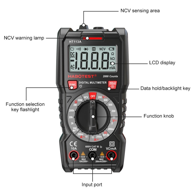 HABOTEST HT113C Automatic Range High-precision Digital Multimeter by HABOTEST