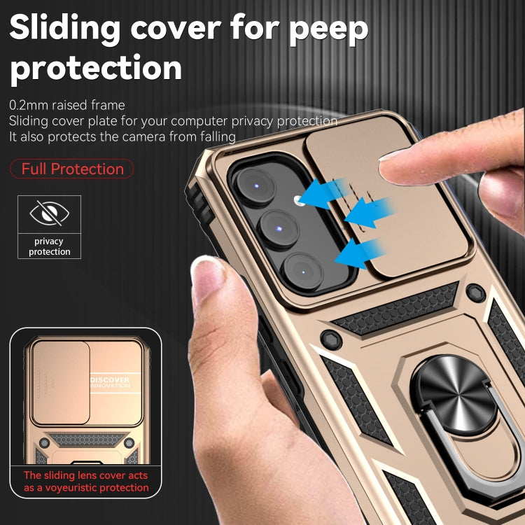 For Samsung Galaxy A54 5G Sliding Camshield Holder Phone Case(Gold) by buy2fix
