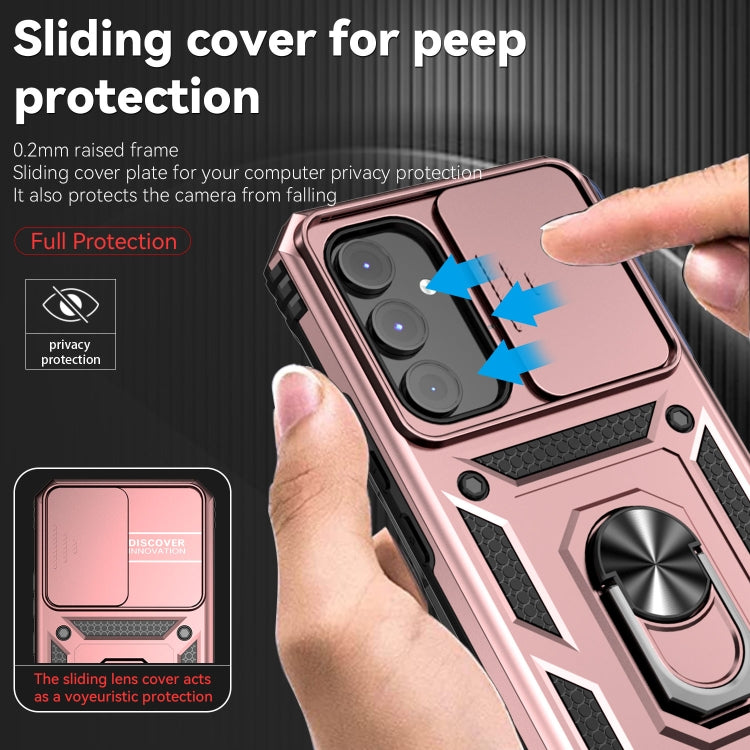 For Samsung Galaxy A54 5G Sliding Camshield Holder Phone Case(Rose Gold) by buy2fix