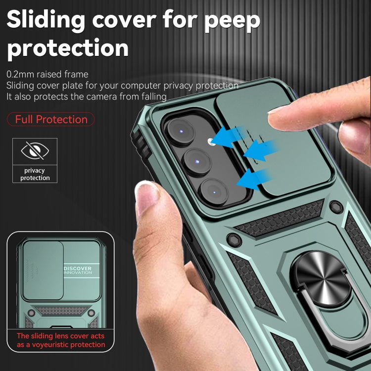 For Samsung Galaxy A54 5G Sliding Camshield Holder Phone Case(Dark Green) by buy2fix
