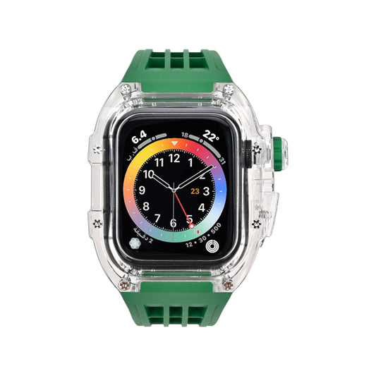 Fluorine Rubber Clear Watch Band Case For Apple Watch Series 9&8&7 45mm/SE2025&SE 2&6&SE&5&4 44mm(Green) by buy2fix