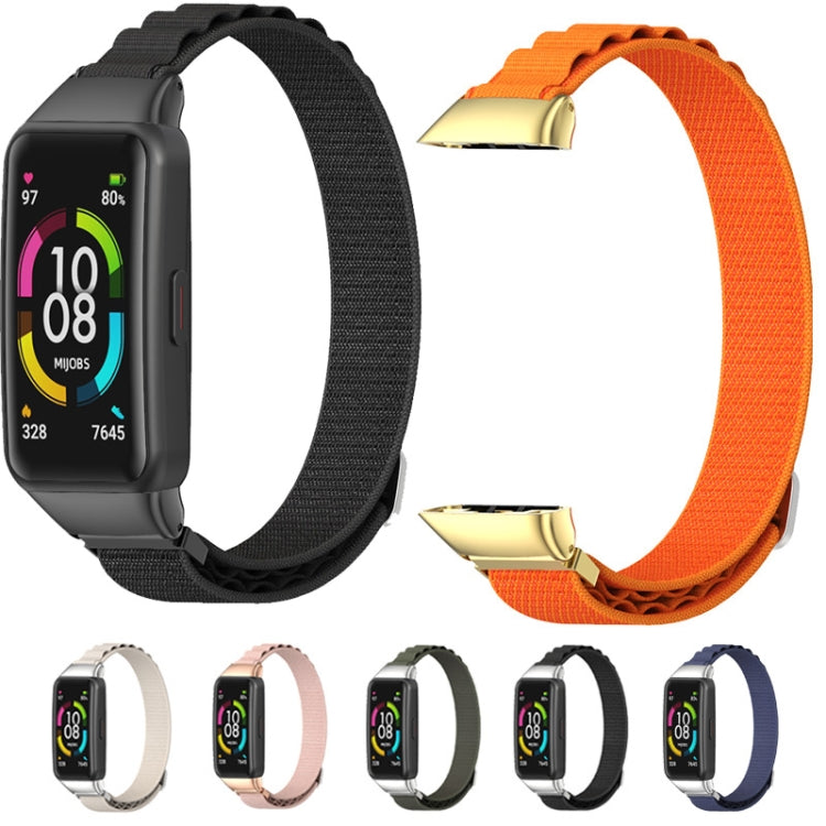 For Huawei Band 7 / 7 NFC MIJOBS Nylon Breathable Watch Band(Black Silver) by MIJOBS