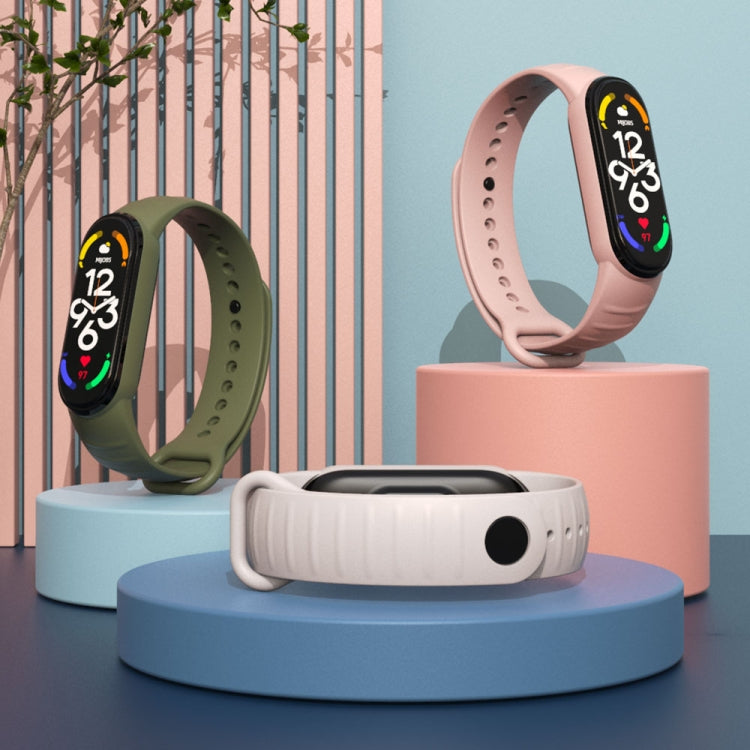 For Xiaomi Mi Band 7 / 6 / 5 MIJOBS Ripple Texture TPU Watch Band(Grass Green) by MIJOBS