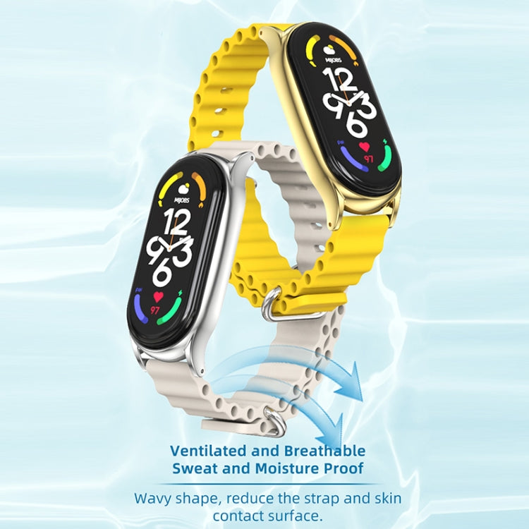 For Xiaomi Mi Band 7 / 7 NFC MIJOBS PLUS Marine Silicone Breathable Watch Band(Yellow Silver) by MIJOBS