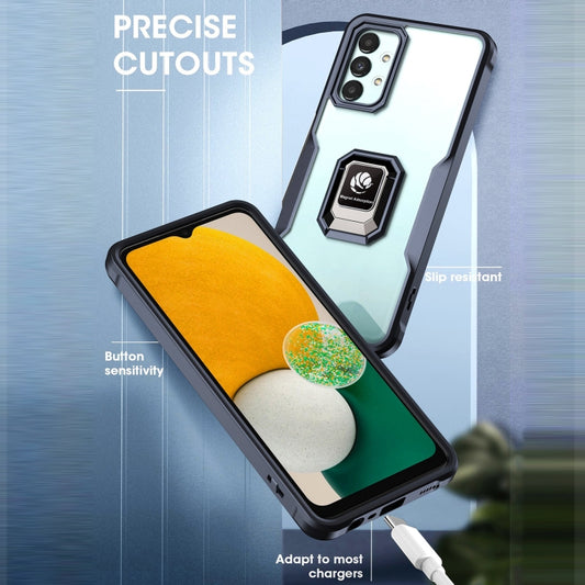 For Samsung Galaxy A02 / M02 Armor Shockproof Magnetic Ring Phone Case(Navy Blue) by buy2fix