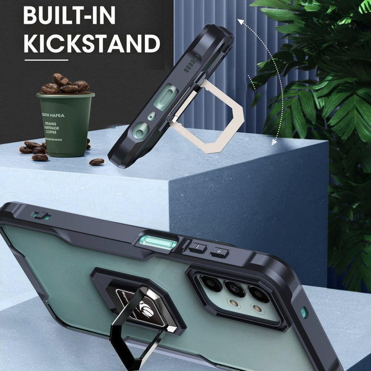 For Samsung Galaxy A02 / M02 Armor Shockproof Magnetic Ring Phone Case(Navy Blue) by buy2fix