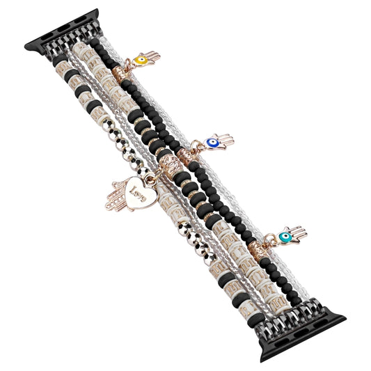 Forest Style Beads Watch Band For Apple Watch Ultra 49mm&Watch Ultra 2 49mm / Series 9&8&7 45mm / SE 3&SE 2&6&SE&5&4 44mm / 3&2&1 42mm(Black) by buy2fix