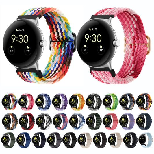 For Google Pixel Watch Buckle Nylon Braided Watch Band(Rainbow) by buy2fix