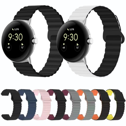 For Google Pixel Watch Reverse Buckle Magnetic Silicone Watch Band(Black) by buy2fix