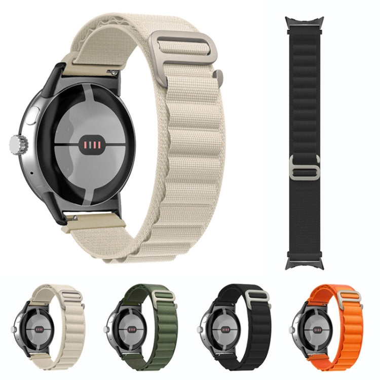 For Google Pixel Watch Nylon Loop Black Connector Watch Band(Orange) by buy2fix