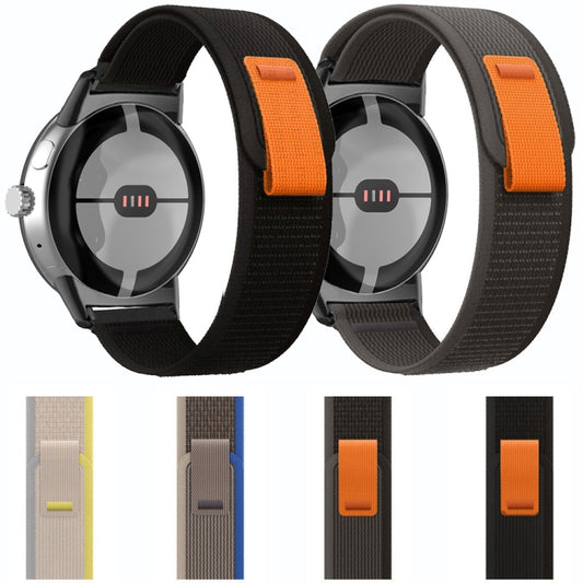 For Google Pixel Watch Loop Black Connector Nylon Watch Band(Blue) by buy2fix